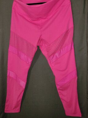 Fabletics PowerHold Leggings Size 3X (22/24) Hot Pink Mesh Panel Barbiecore